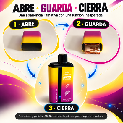 Abre, guarda y cierra el compartimento oculto del vaporizador