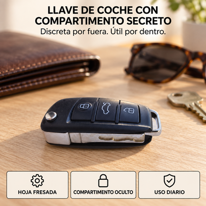 Llave de coche con compartimento oculto, hoja fresada