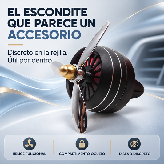 Ventilador de coche con compartimento oculto, hélice funcional