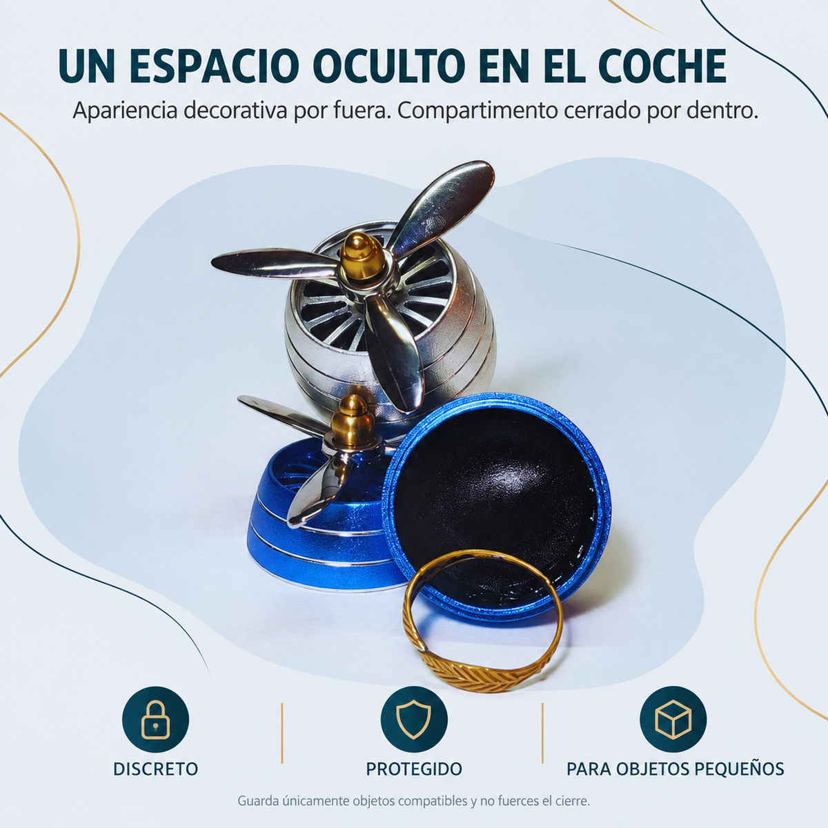Compartimento oculto abierto con anillo real